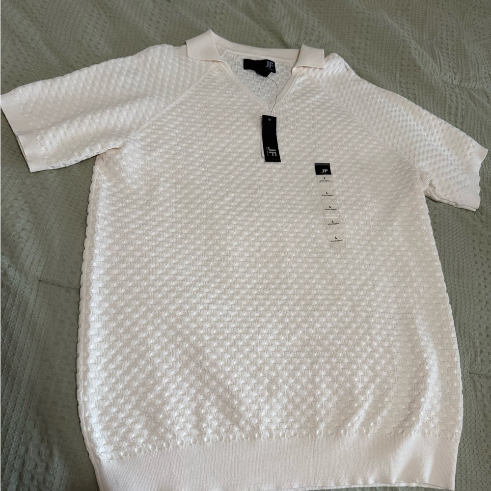 JF J.Ferrar Cream Textured Knit Top